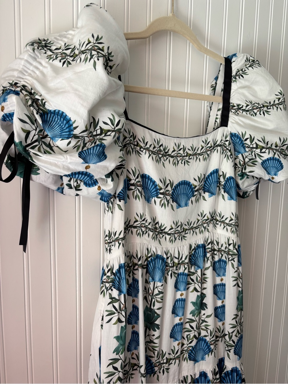 ANTONIO MELANI White Dress with Blue Shell Print - Picture 3 of 6